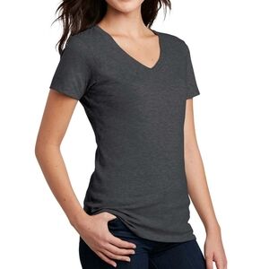 Dark gray V-neck women's fitted District tee